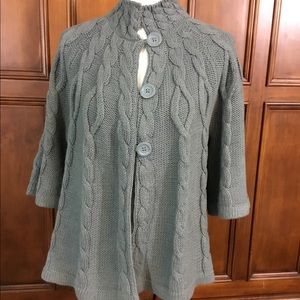 ELLE Womens Sz XL Solid Gray Cable Knit Shawl Card